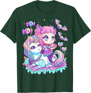 Pastel Goth Cute Creepy Girl Unicorn Kawaii Menhera Witchy T-Shirt - T-Shirt | Forest