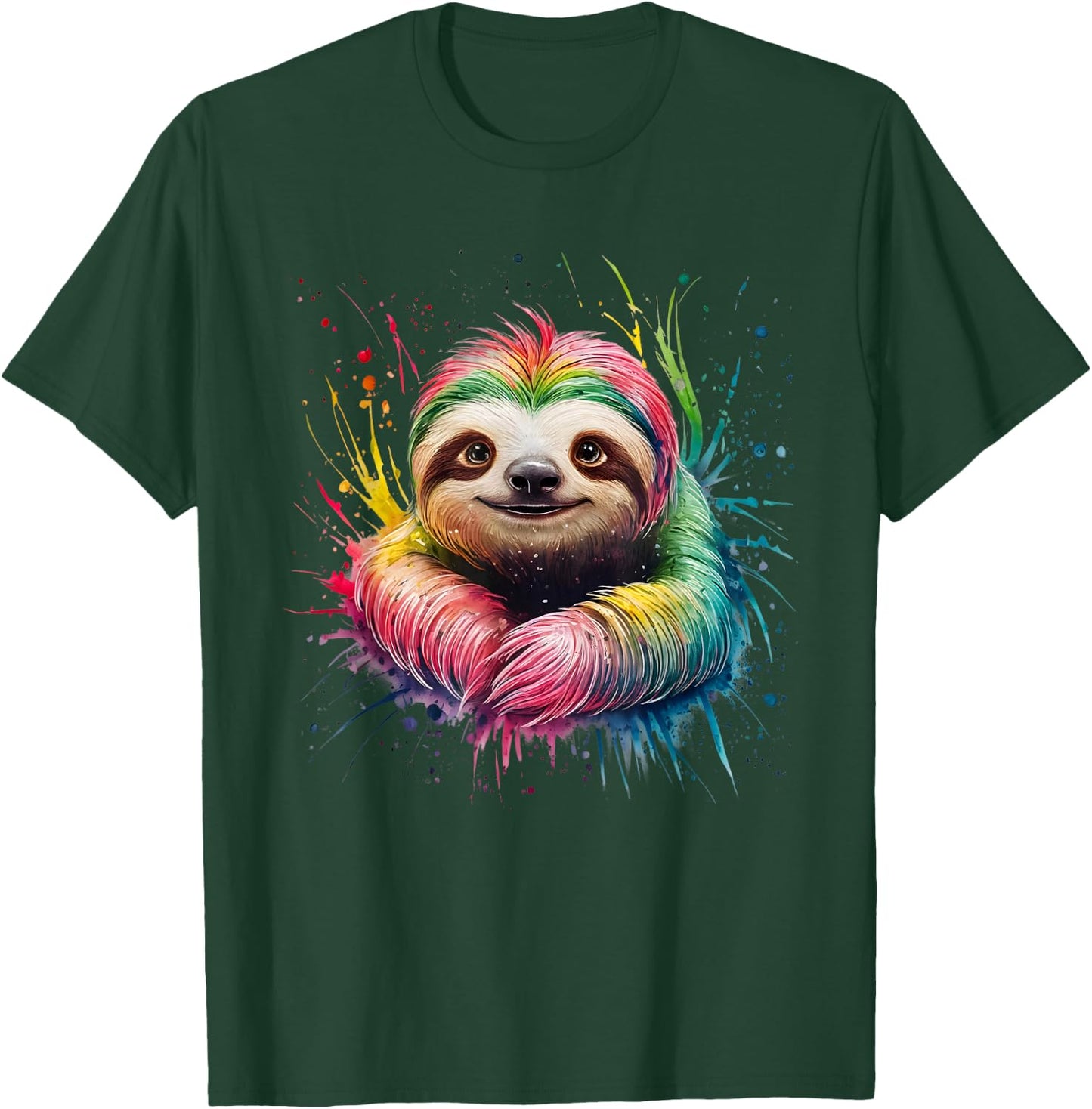 Sloth Men Woman Colorful Watercolor Sloth T-Shirt - T-Shirt | Forest