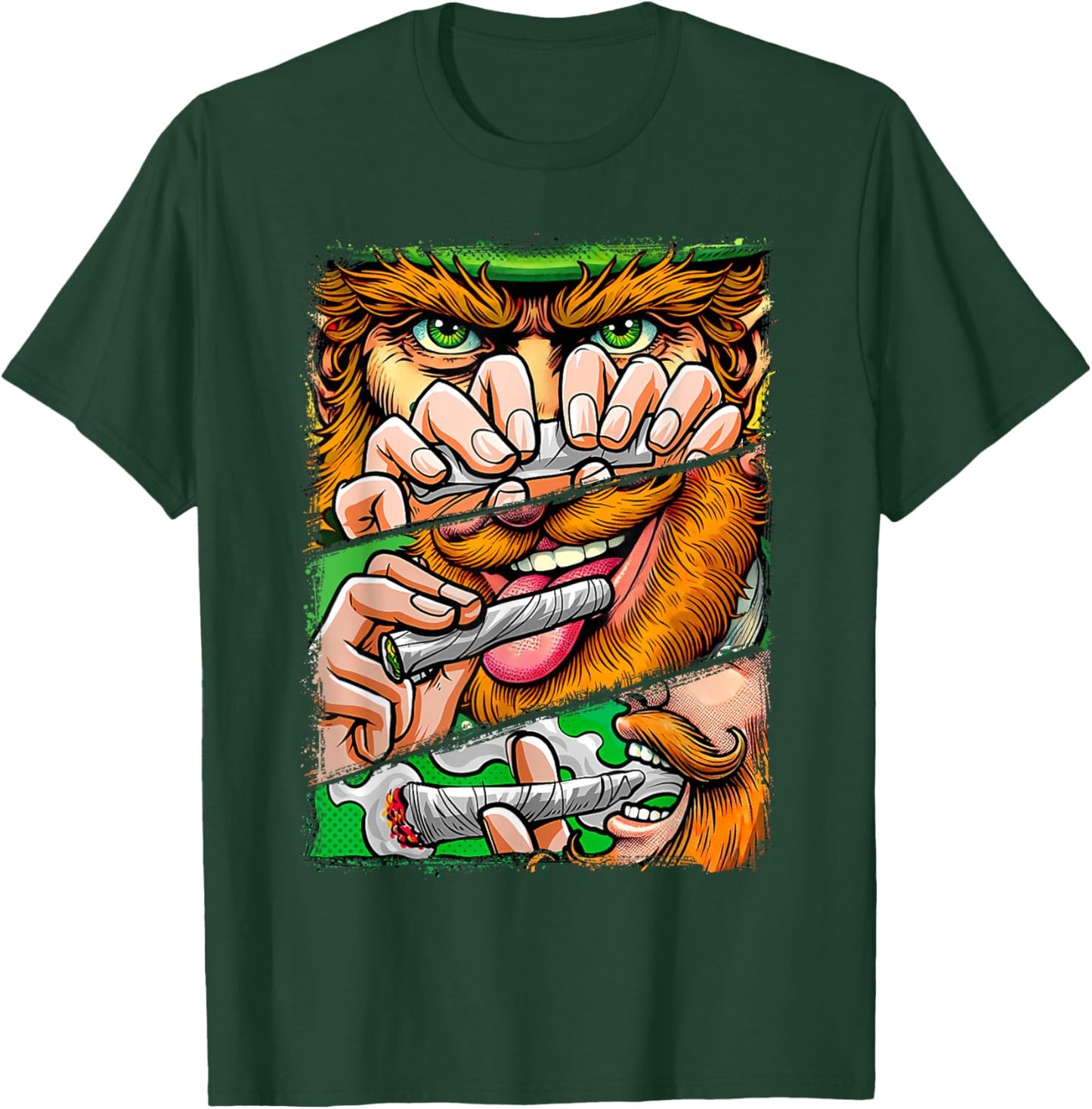 St. Patrick's Day Cannabis Weed Lover Leprechaun Smoking T-Shirt - T-Shirt | Forest