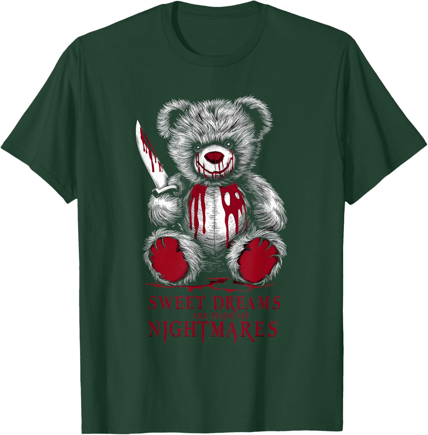 Terrifying Teddy Spooky Plush Horror Teddy Bear Scary T-Shirt - T-Shirt | Forest