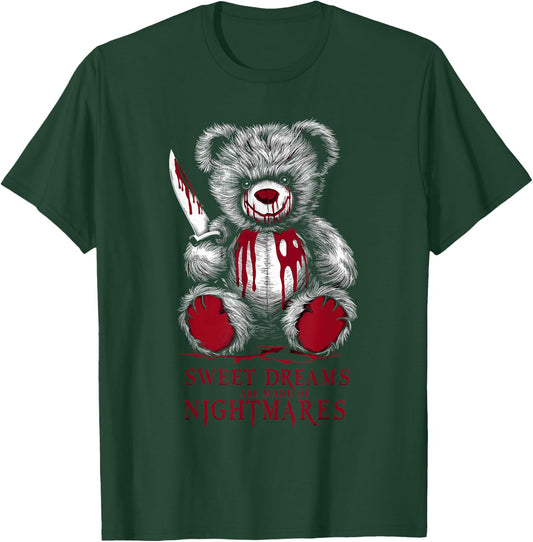 Terrifying Teddy Spooky Plush Horror Teddy Bear Scary T-Shirt - T-Shirt | Forest