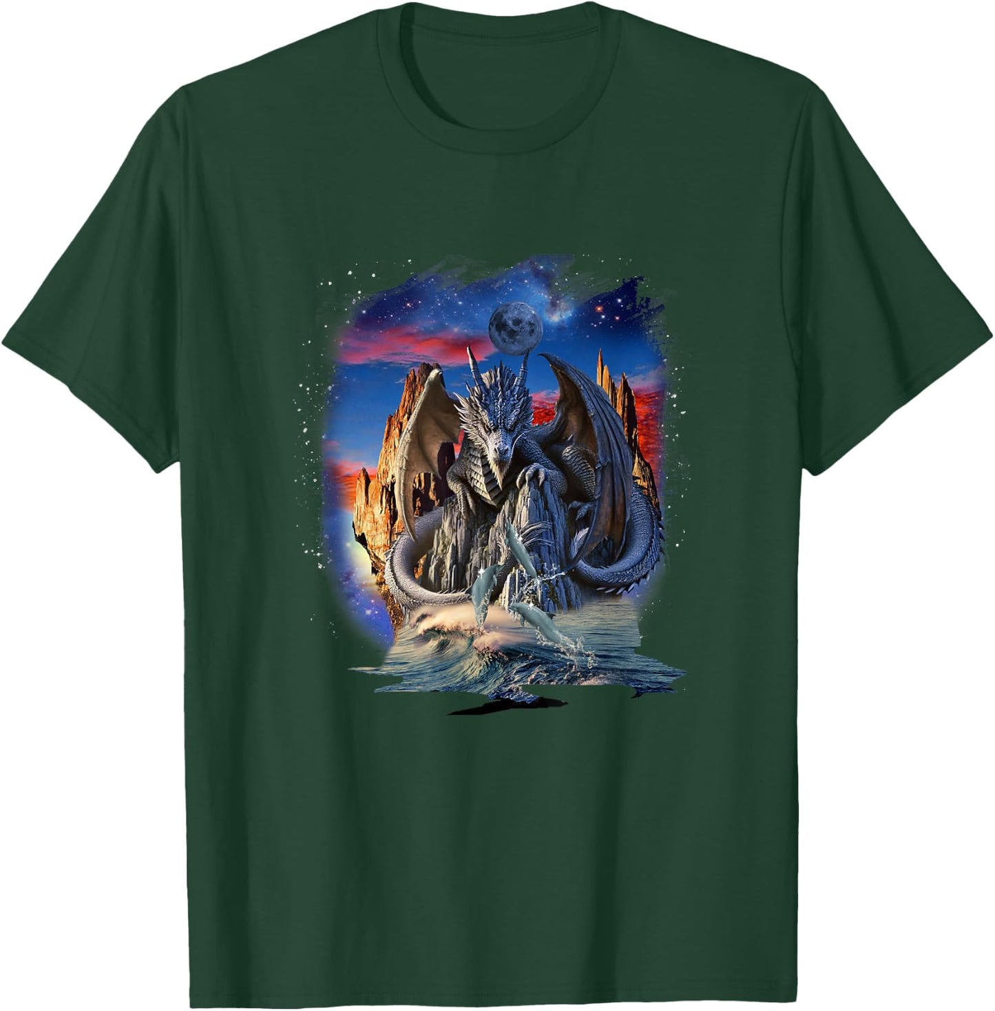 Dragon and Dolphin, Dragons and Dolphins T-Shirt - T-Shirt | Forest