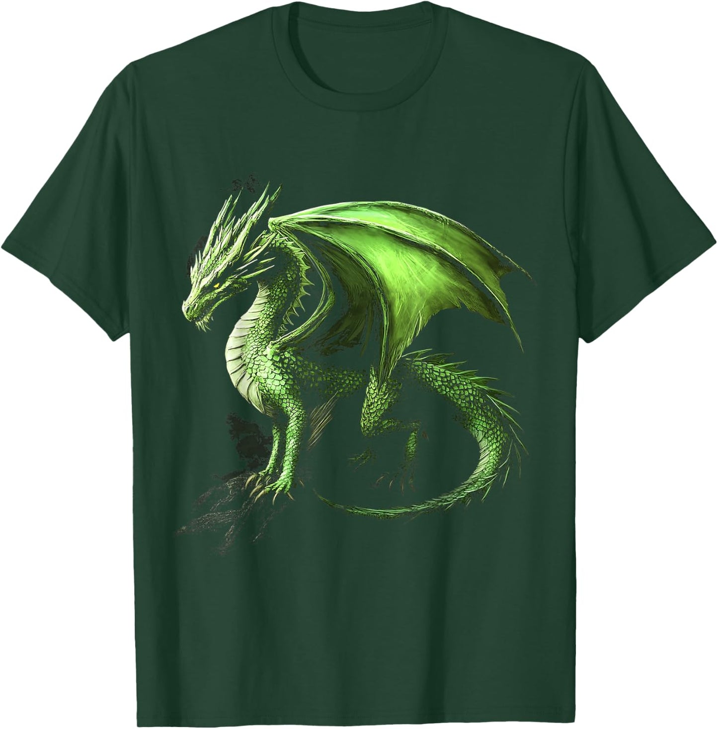 Green Dragon Motif Mythical Illustration Green Dragon T-Shirt - T-Shirt | Forest
