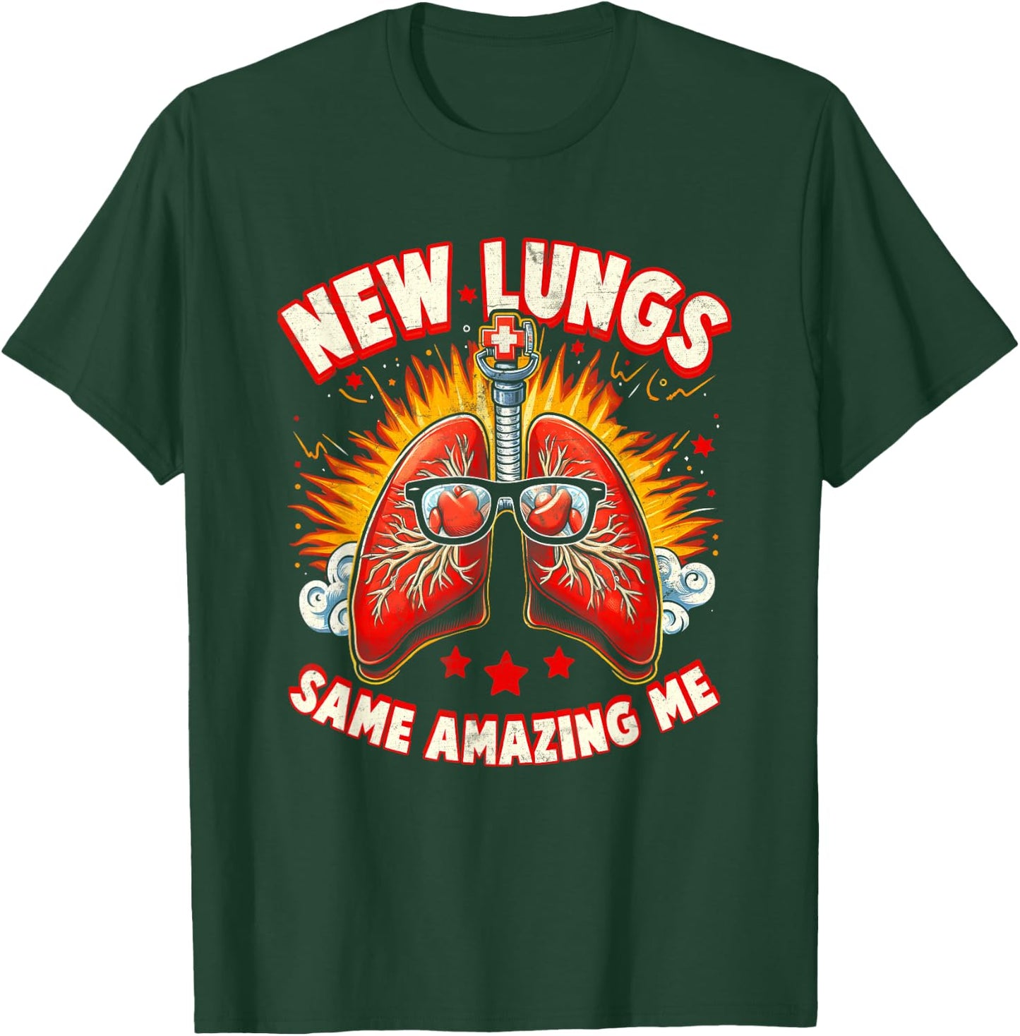 New Lungs Same Amazing Me Lung Nerd Pulmonologist Biology T-Shirt - T-Shirt | Forest