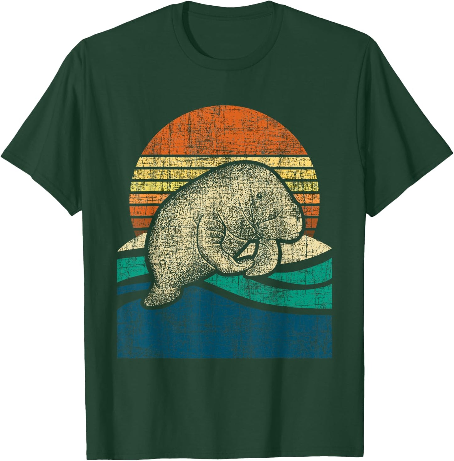Retro Vintage Manatee - Zookeeper Zoologist Marine Biologist T-Shirt - T-Shirt | Forest