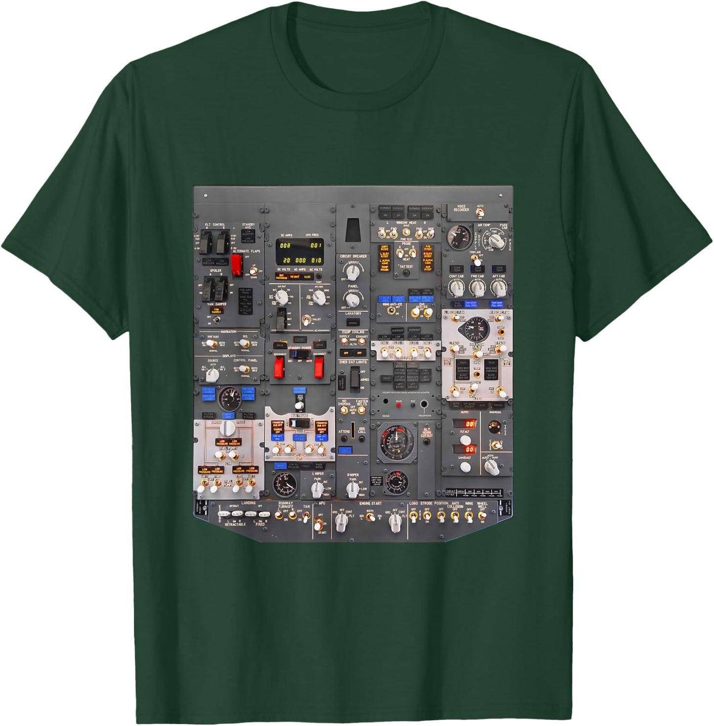 737 Overhead Panel Cockpit Airliner Aviation Aircraft T-Shirt - T-Shirt | Forest