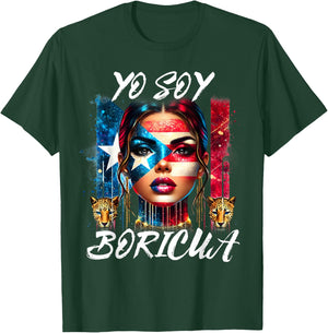 Puerto Rican Women Yo Soy Boricua Puerto Rico Flag Hispanic T-Shirt - T-Shirt | Forest