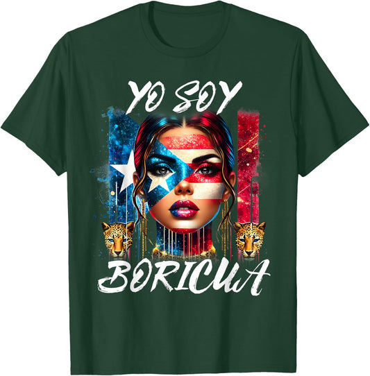 Puerto Rican Women Yo Soy Boricua Puerto Rico Flag Hispanic T-Shirt - T-Shirt | Forest