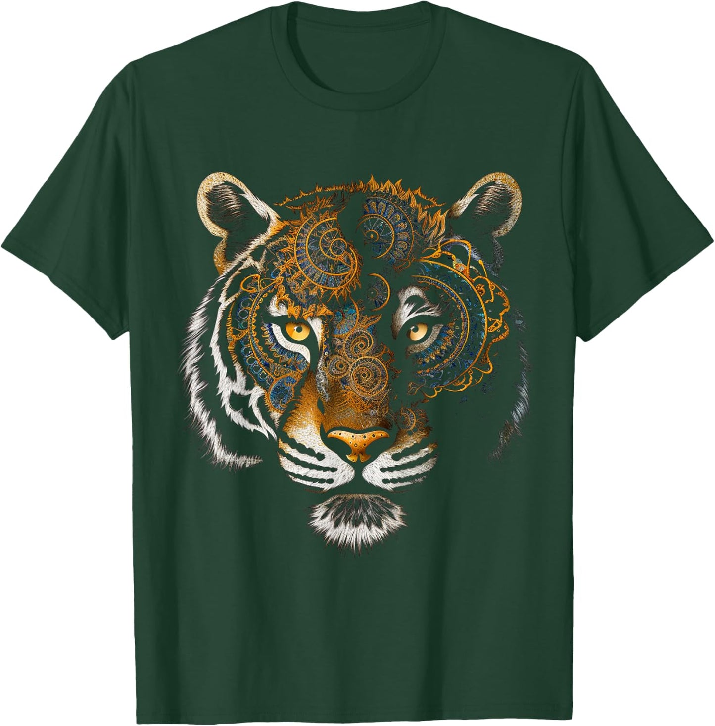 Tiger Mandala Fantasy Animal Art Motif Tiger T-Shirt - T-Shirt | Forest