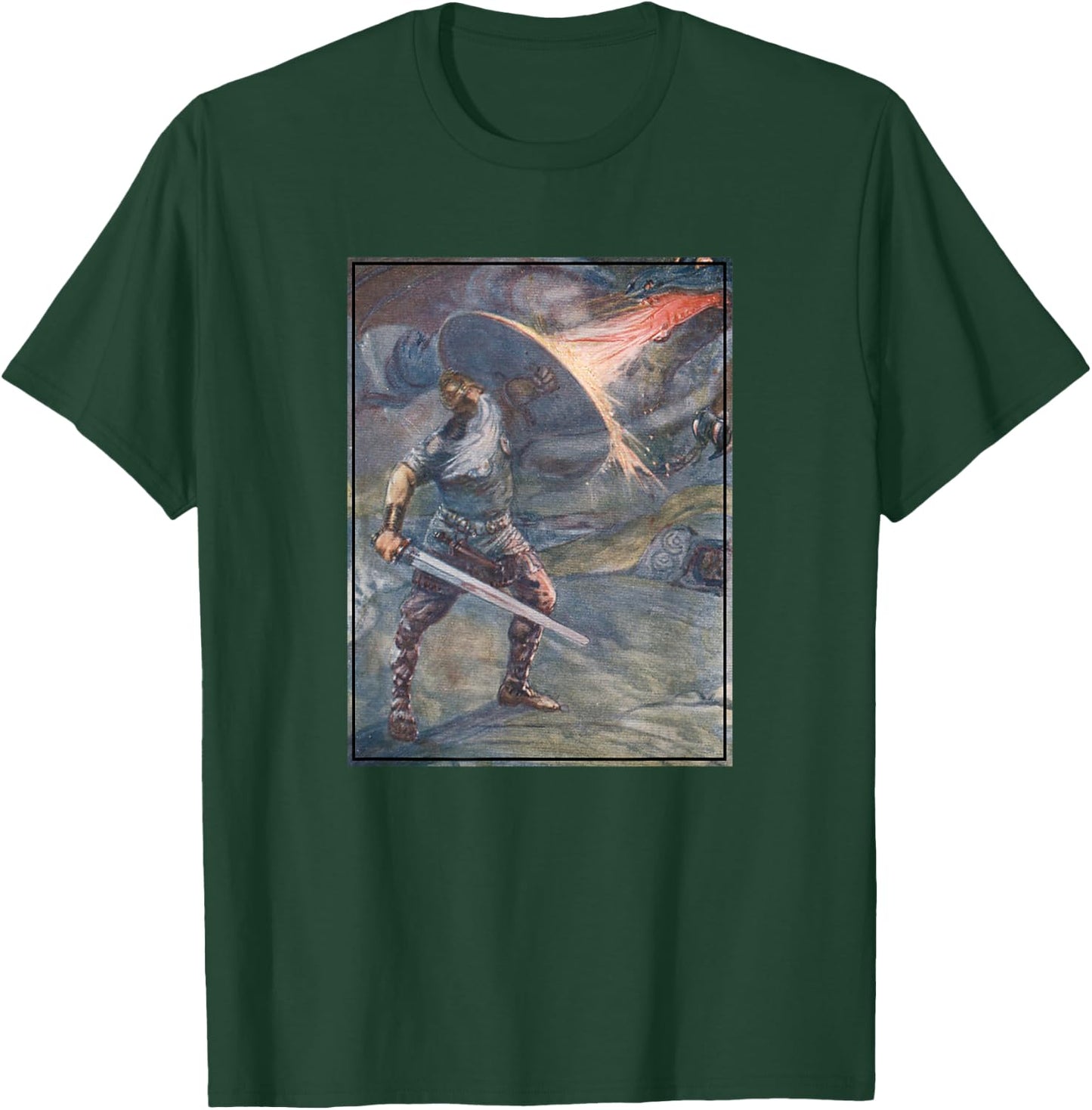 Beowulf Fighting The Dragon T-Shirt - T-Shirt | Forest