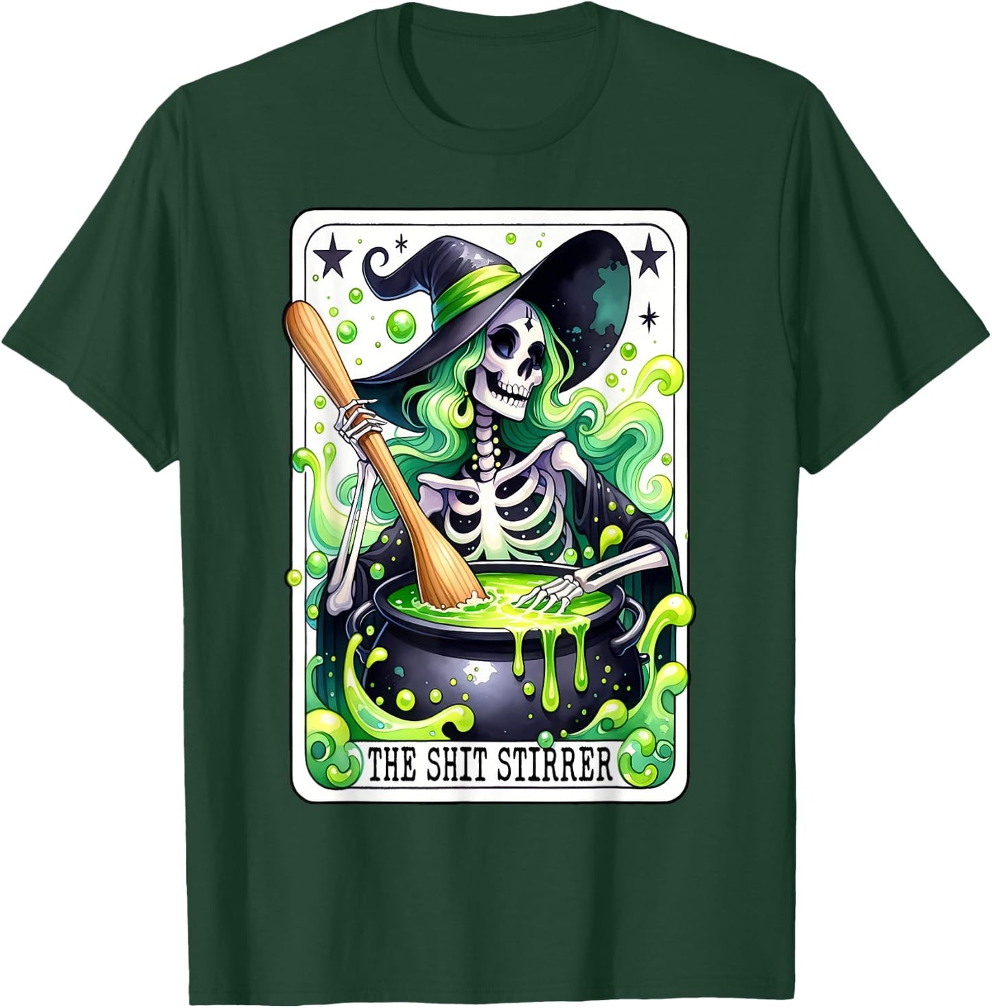 Tarot The Shit Stirrer Funny Halloween Witch Tarot Card T-Shirt - T-Shirt | Forest
