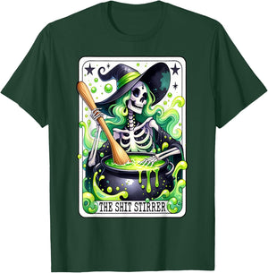 Tarot The Shit Stirrer Funny Halloween Witch Tarot Card T-Shirt - T-Shirt | Forest