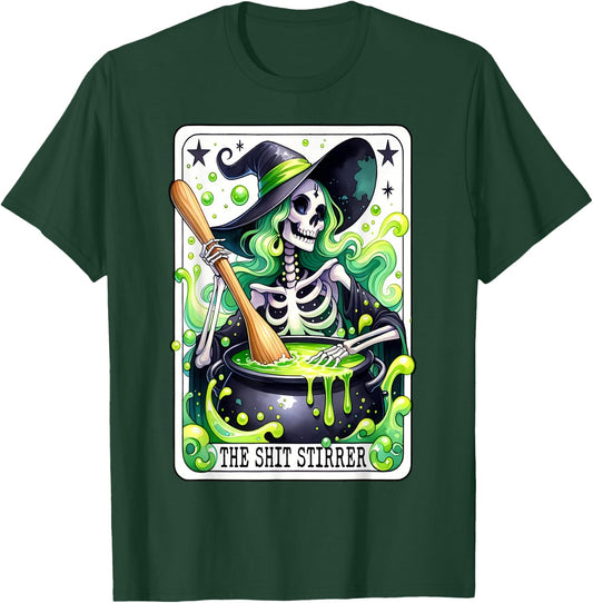 Tarot The Shit Stirrer Funny Halloween Witch Tarot Card T-Shirt - T-Shirt | Forest