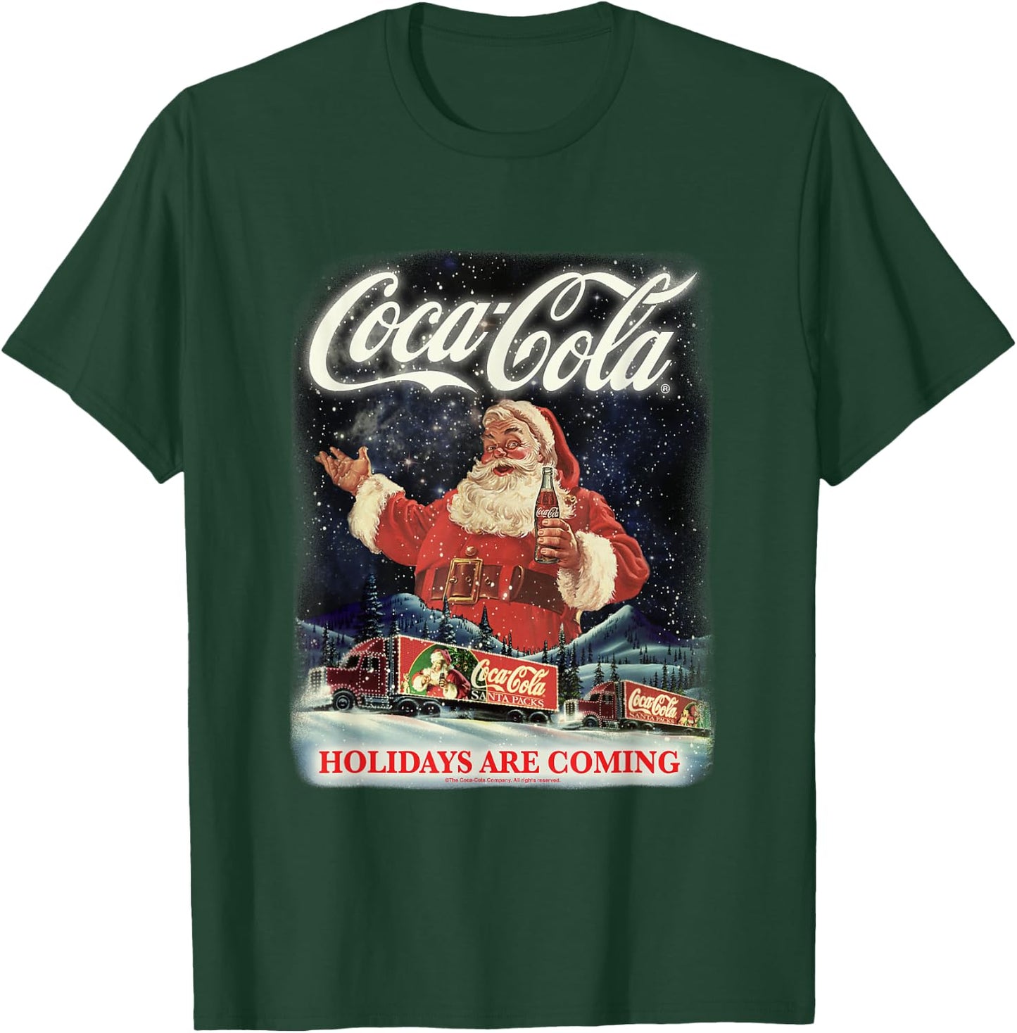 Coca Cola Santa Holidays Are Coming Christmas T-Shirt - T-Shirt | Forest