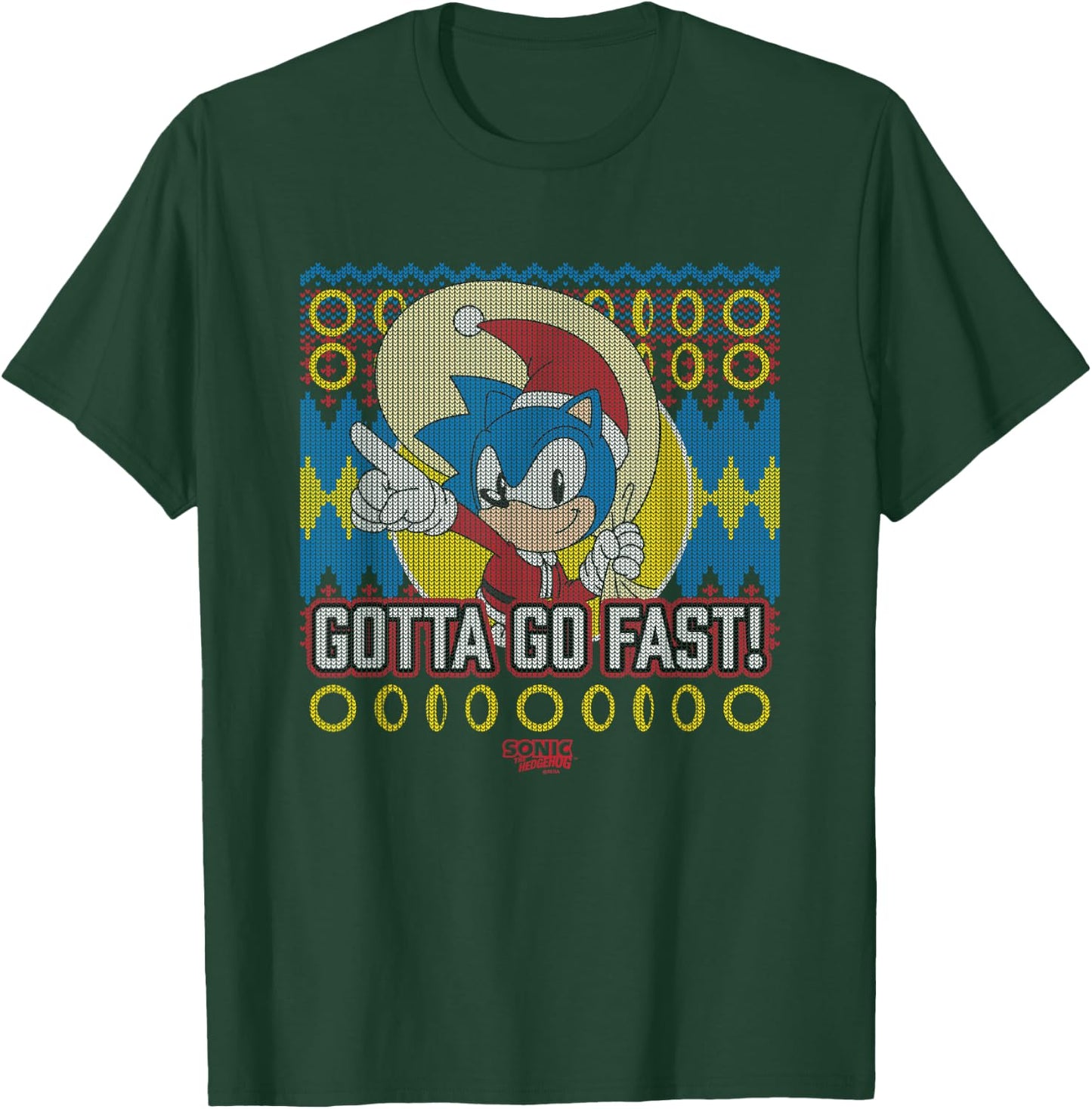 Sonic The Hedgehog Christmas Gotta Go Fast! Ugly Sweater T-Shirt - T-Shirt | Forest