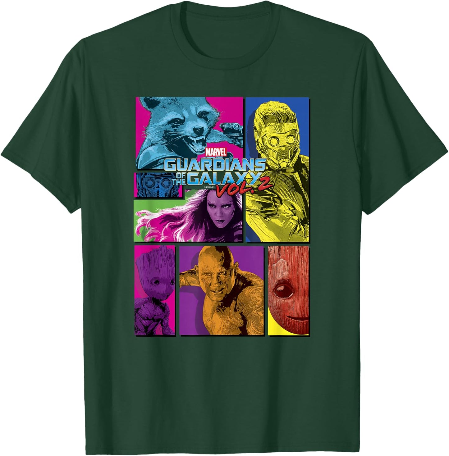 Marvel Guardians of The Galaxy Vol 2 Neon Team Panels T-Shirt - T-Shirt | Forest