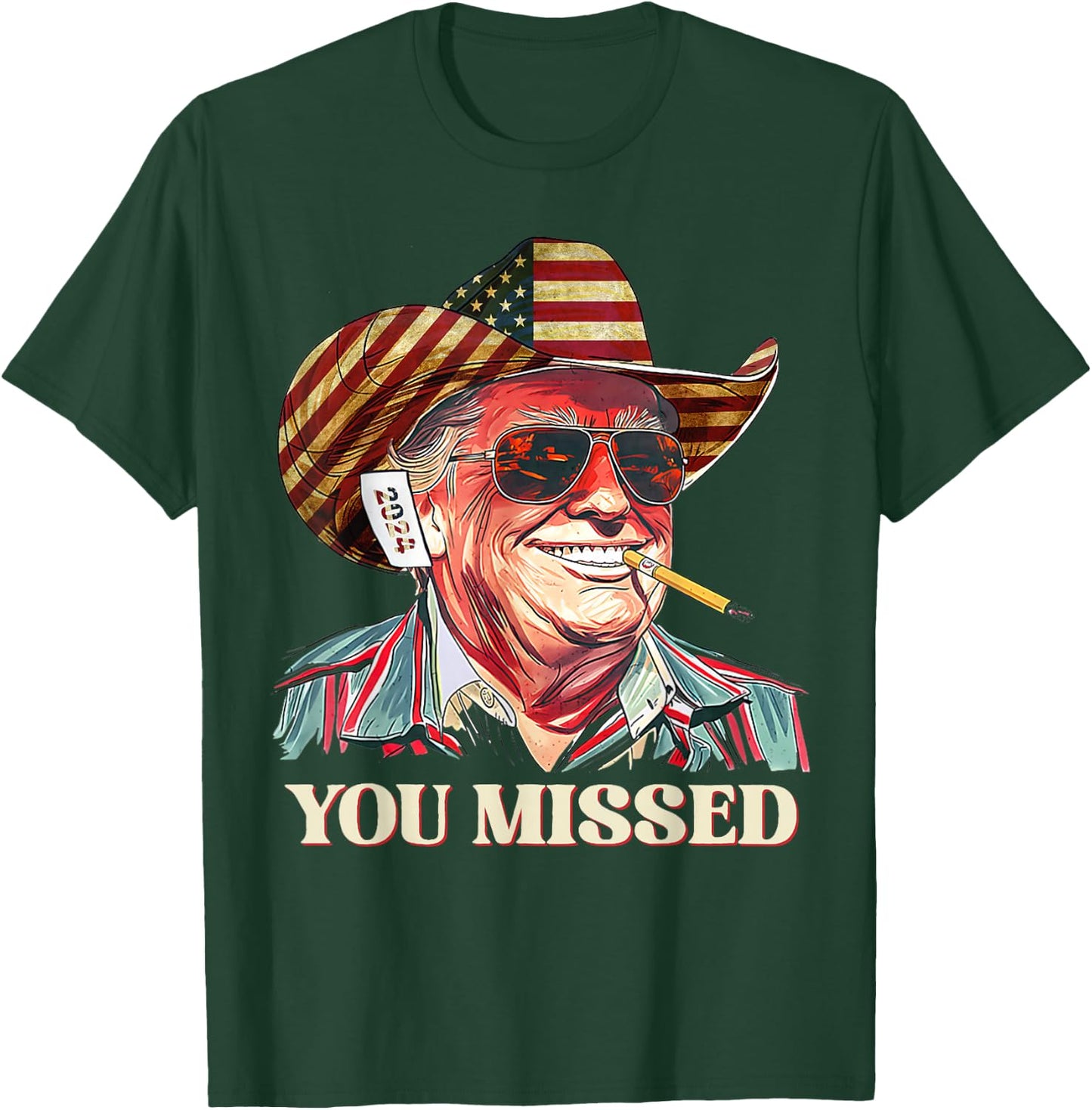 Western Trump Cowboy You Missed American Flag Cowboy hat T-Shirt - T-Shirt | Forest