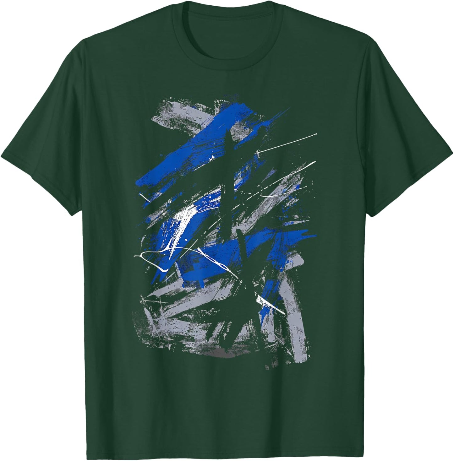 Blue and Black Urban Art Graphic T-Shirt - T-Shirt | Forest