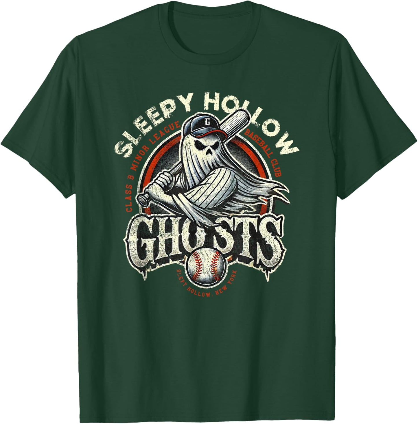 Halloween Sleepy Hollow Ghosts Minor League Baseball T-Shirt - T-Shirt | Forest