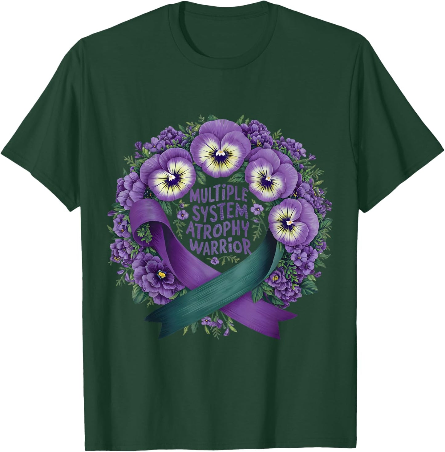 multiple system atrophy Awareness purple floral and ribbon T-Shirt - T-Shirt | Forest