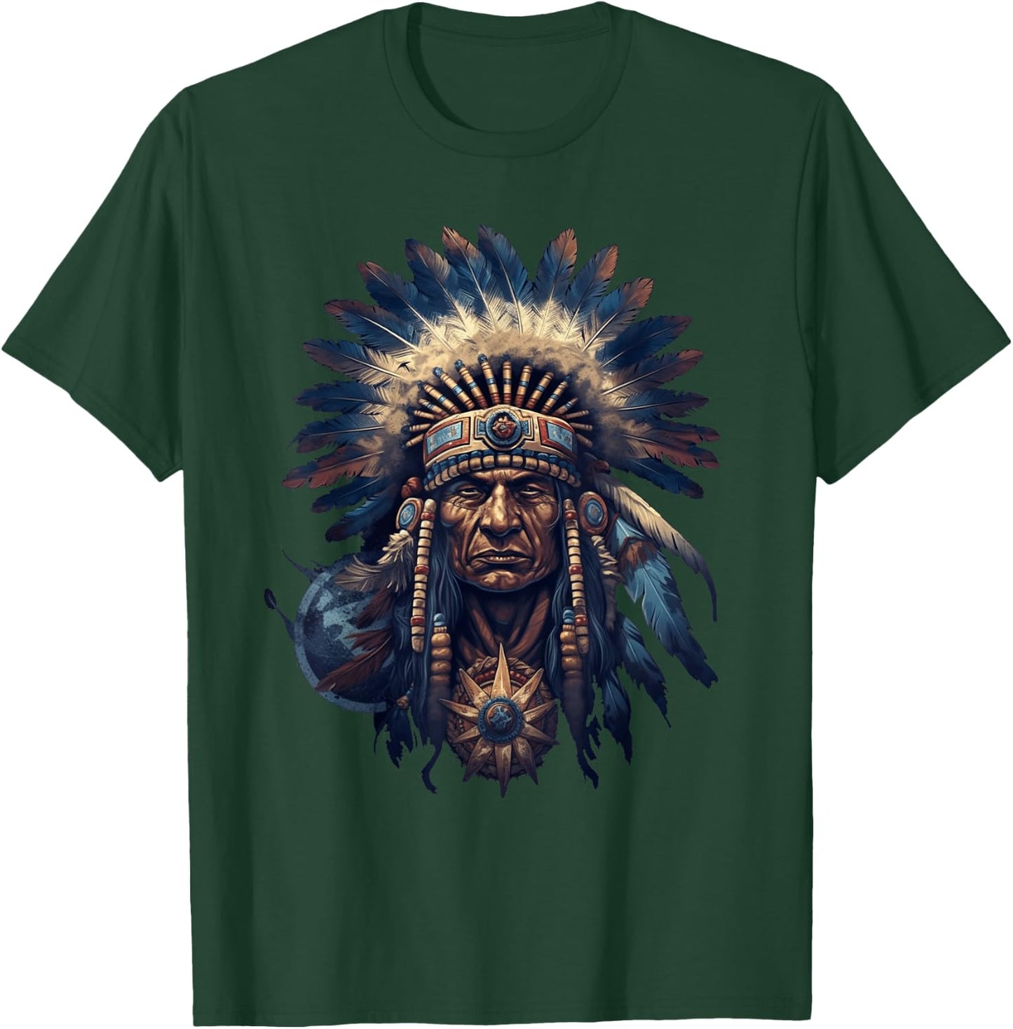 Native American Indian Headdress Traditional Art Men Women T-Shirt - T-Shirt | Forest