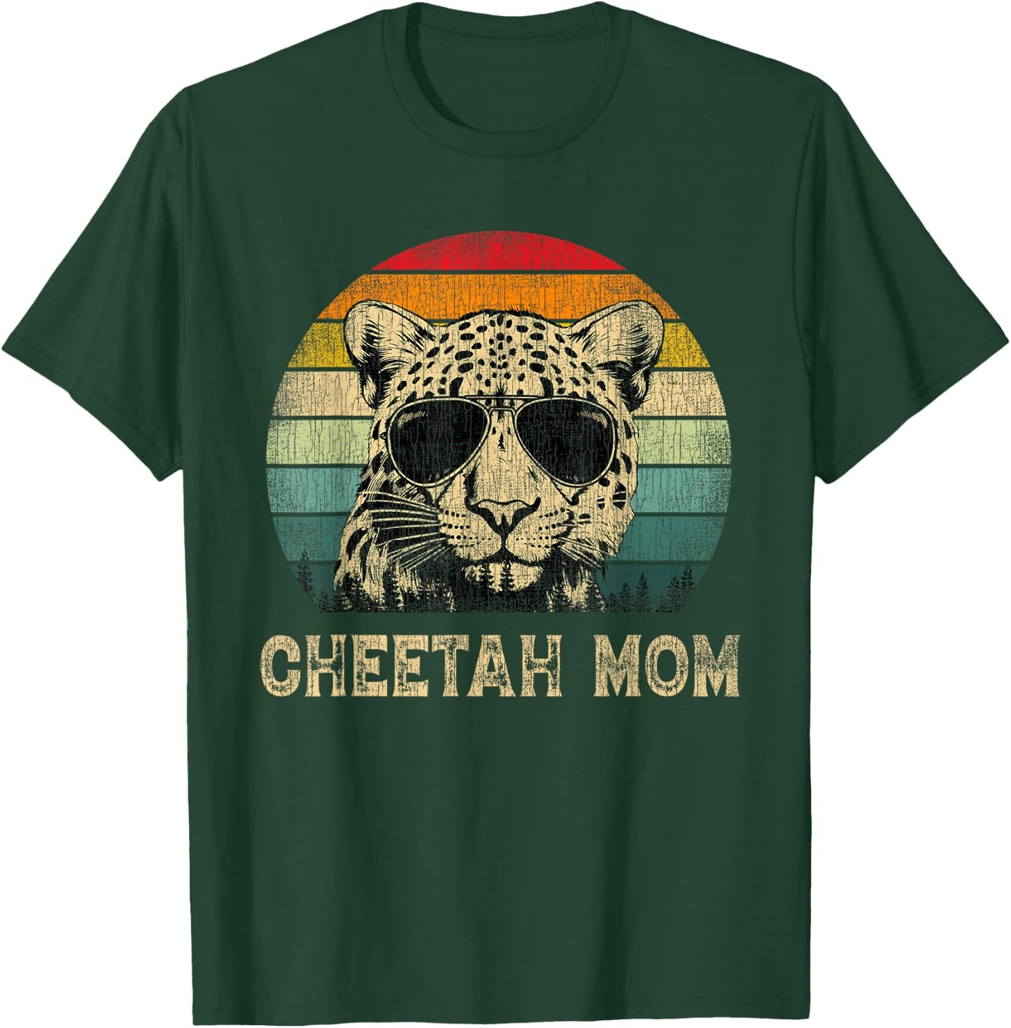 Vintage Cheetah Mom Cheetah Lovers Mommy Mother's Day T-Shirt - T-Shirt | Forest
