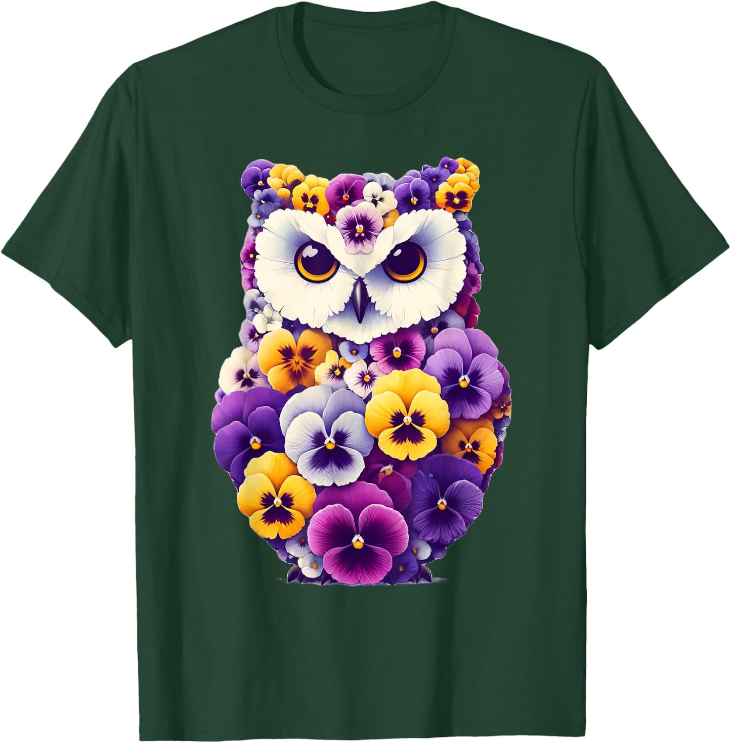 Pansies Owl Flower Pansy Gardening Floral T-Shirt - T-Shirt | Forest