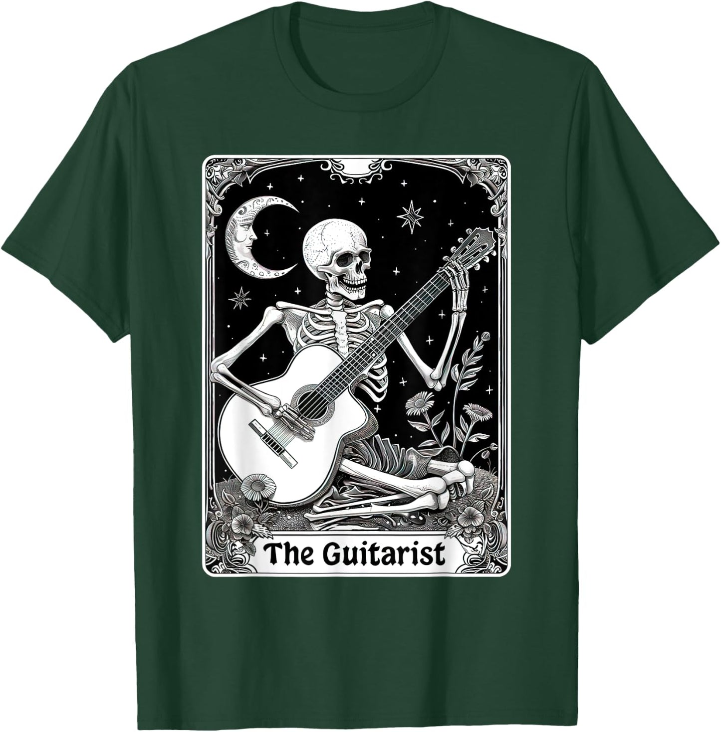 The Guitarist Tarot Card Funny Skeleton Playing Guitar T-Shirt - T-Shirt | Forest