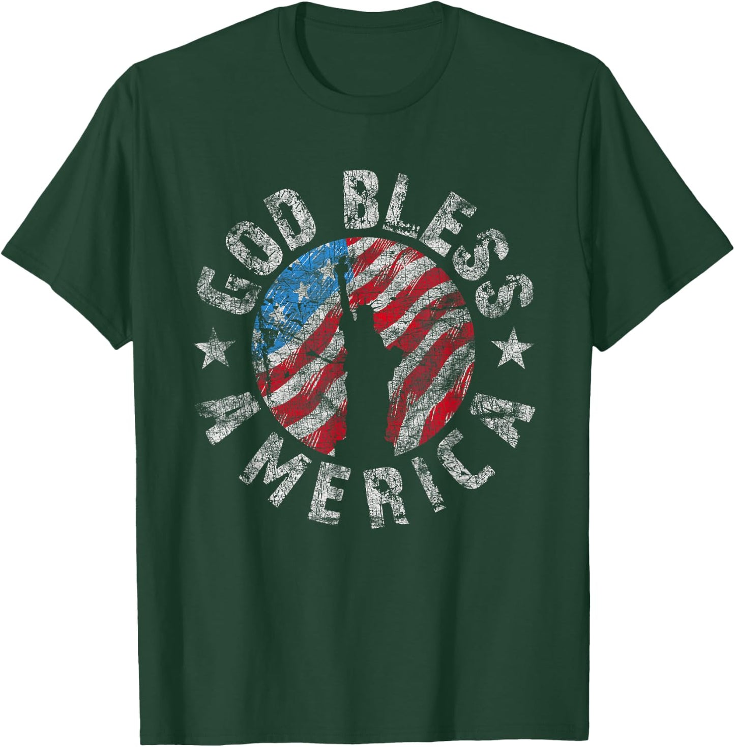god bless america christian American flag Patriotic T-Shirt - T-Shirt | Forest