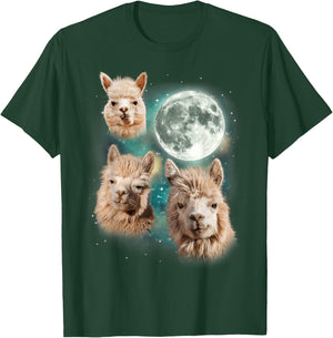 Three Alpacas Howling At The Moon | Alpaca Farm Owner Parody T-Shirt - T-Shirt | Forest