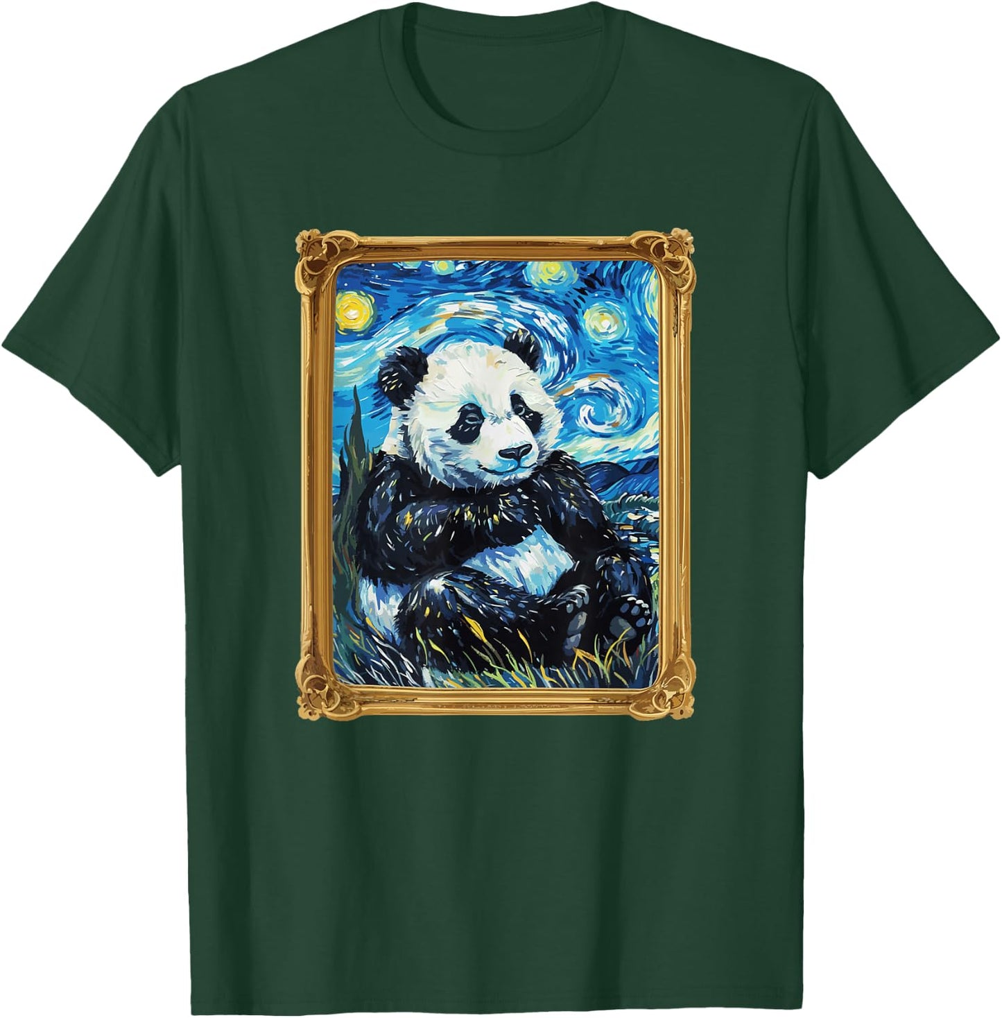 Starry Night Famous Painting Panda T-Shirt - T-Shirt | Forest