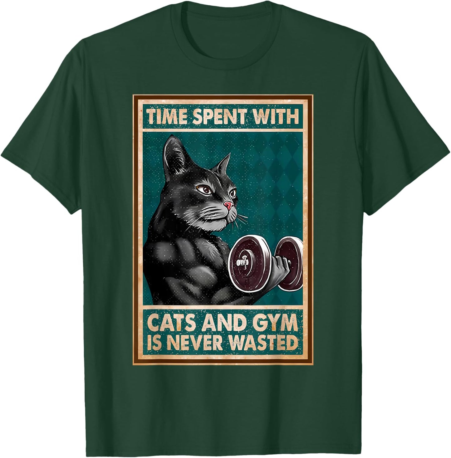 Time Spent With Cats And Gym Is Never Workout Bodybuilding T-Shirt - T-Shirt | Forest