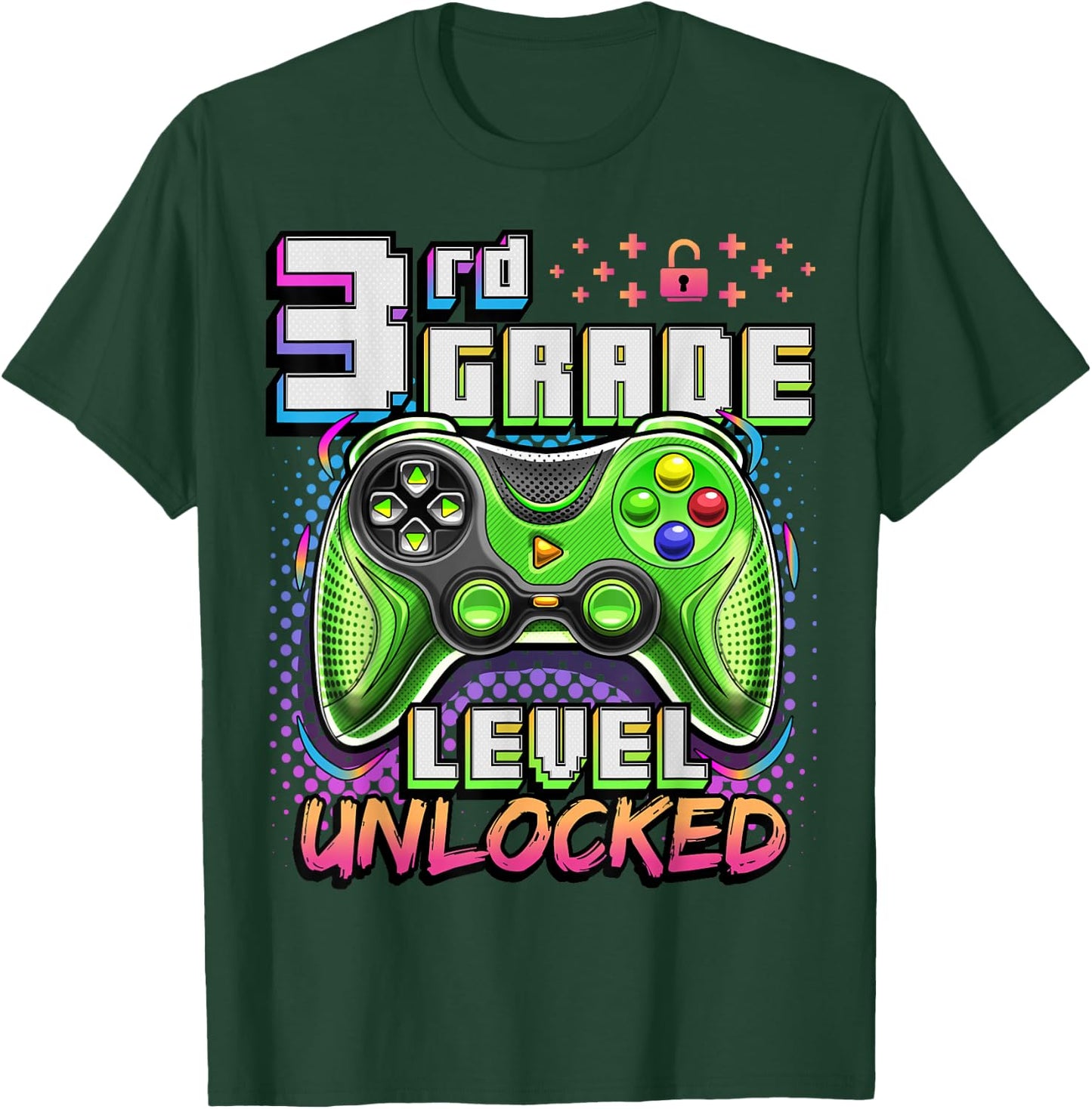 Back to School 3rd Grade Boys Gamer First Day School Level T-Shirt - T-Shirt | Forest