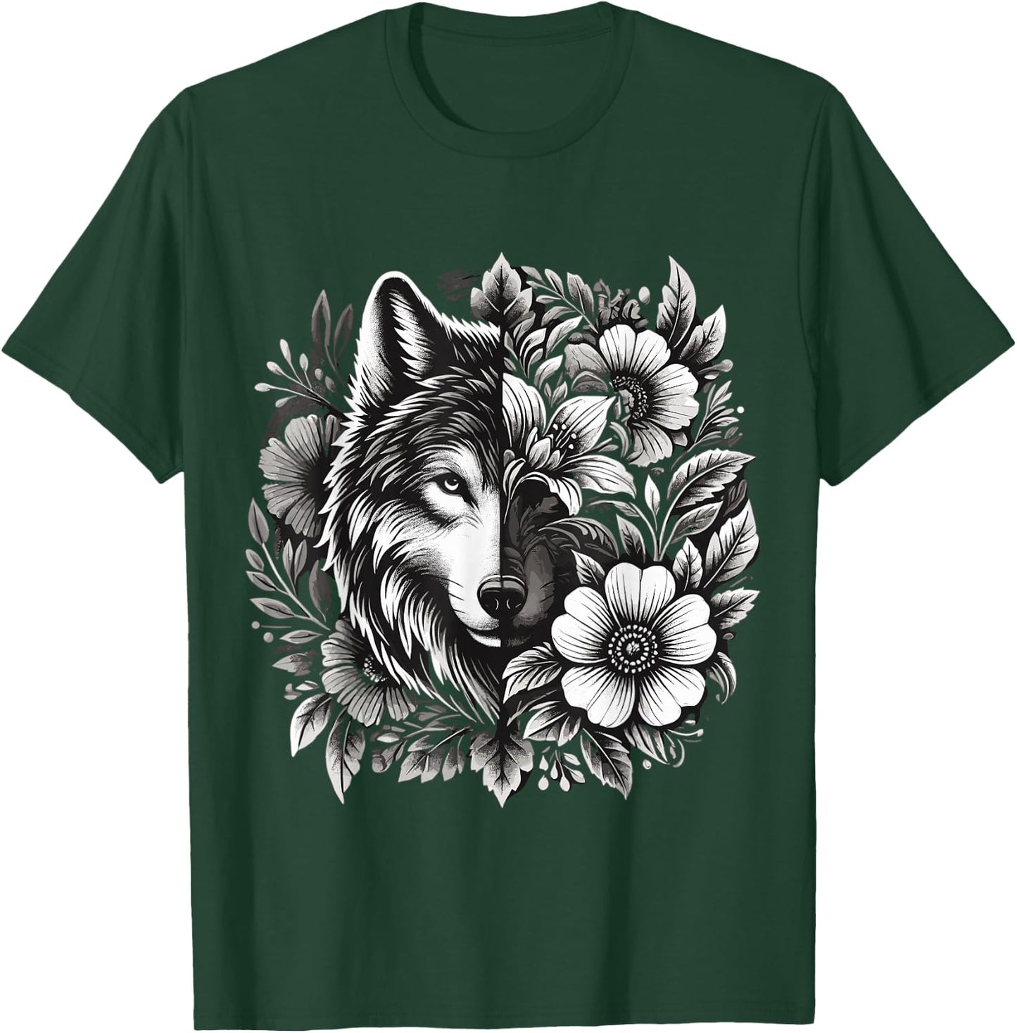 Floral Wolf T-Shirt - T-Shirt | Forest