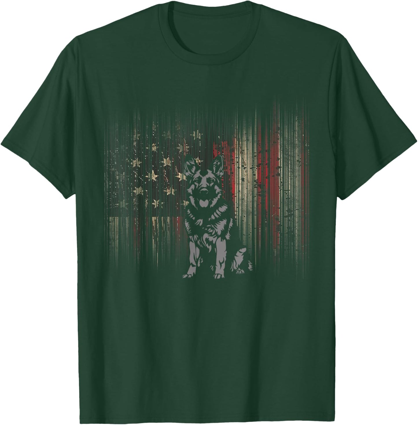 American Flag German Shepherd Dog T-Shirt - T-Shirt | Forest