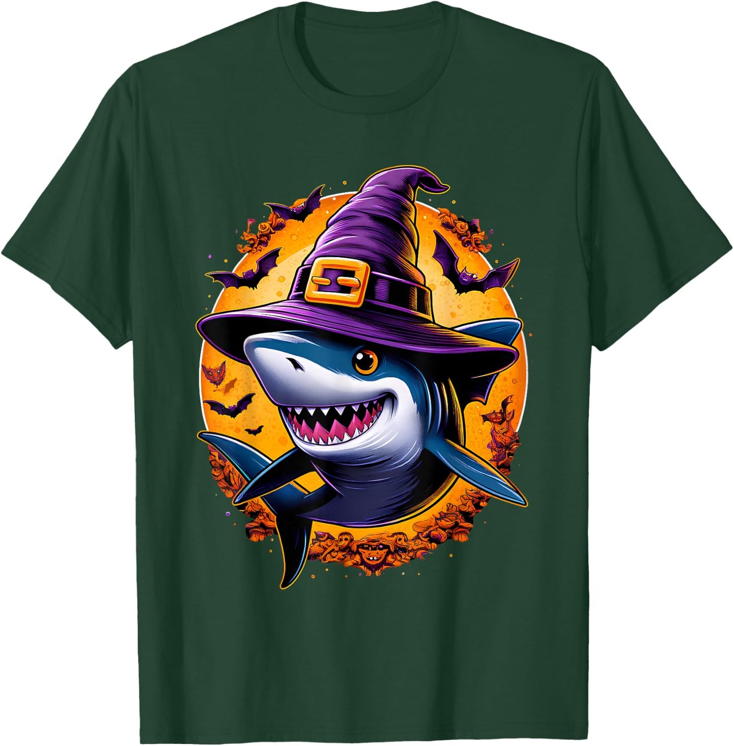 Shark Witch Funny Halloween Men Women Kids T-Shirt - T-Shirt | Forest
