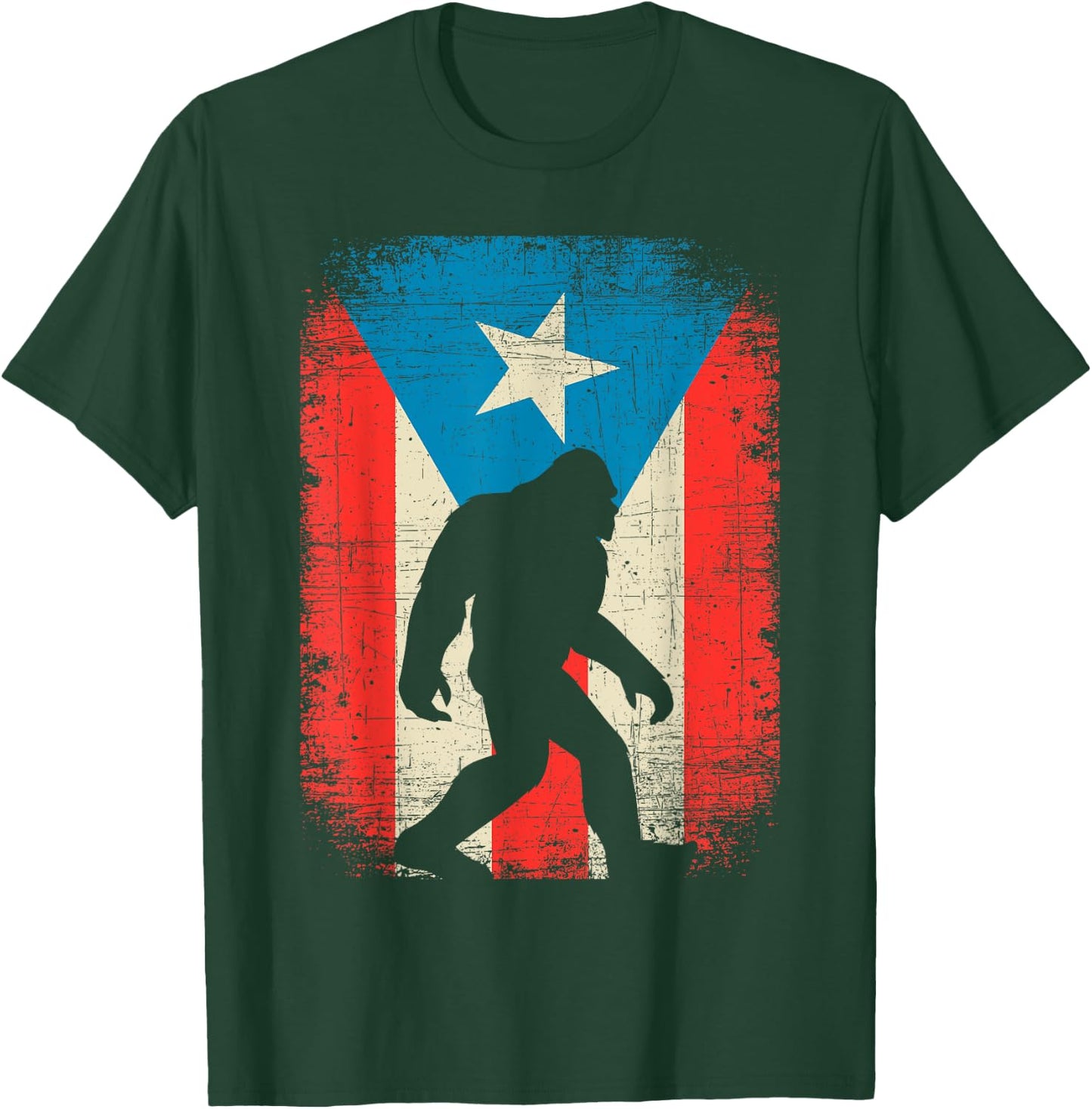 Bigfoot Puerto Rico Flag Funny Retro Vintage Boricua Kids T-Shirt - T-Shirt | Forest