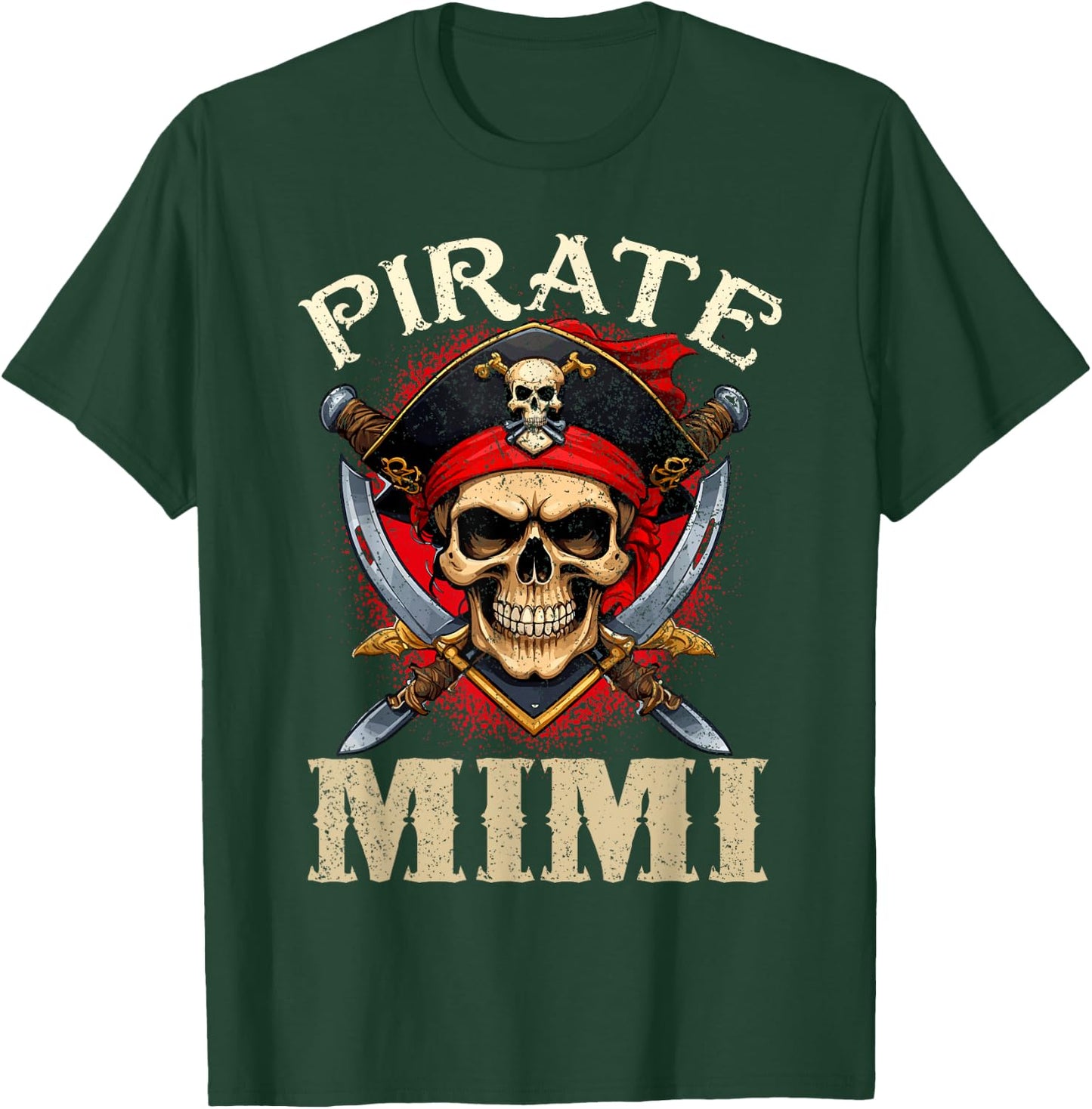 Pirate Mimi Skull Jolly Roger Halloween Pirate Family T-Shirt - T-Shirt | Forest