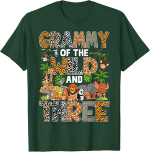 Grammy Of The Wild Three Zoo Birthday Safari Jungle T-Shirt - T-Shirt | Forest