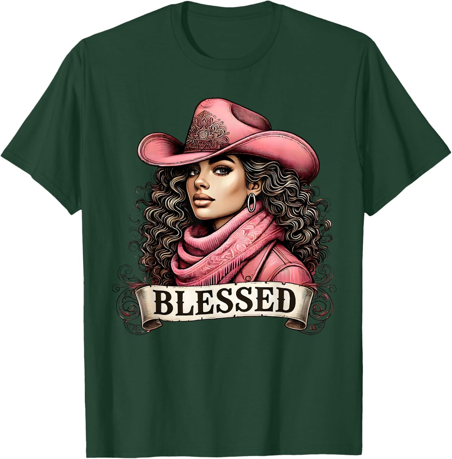 Blessed Black Cowgirl Christian Black Cowgirl Western Texas T-Shirt - T-Shirt | Forest