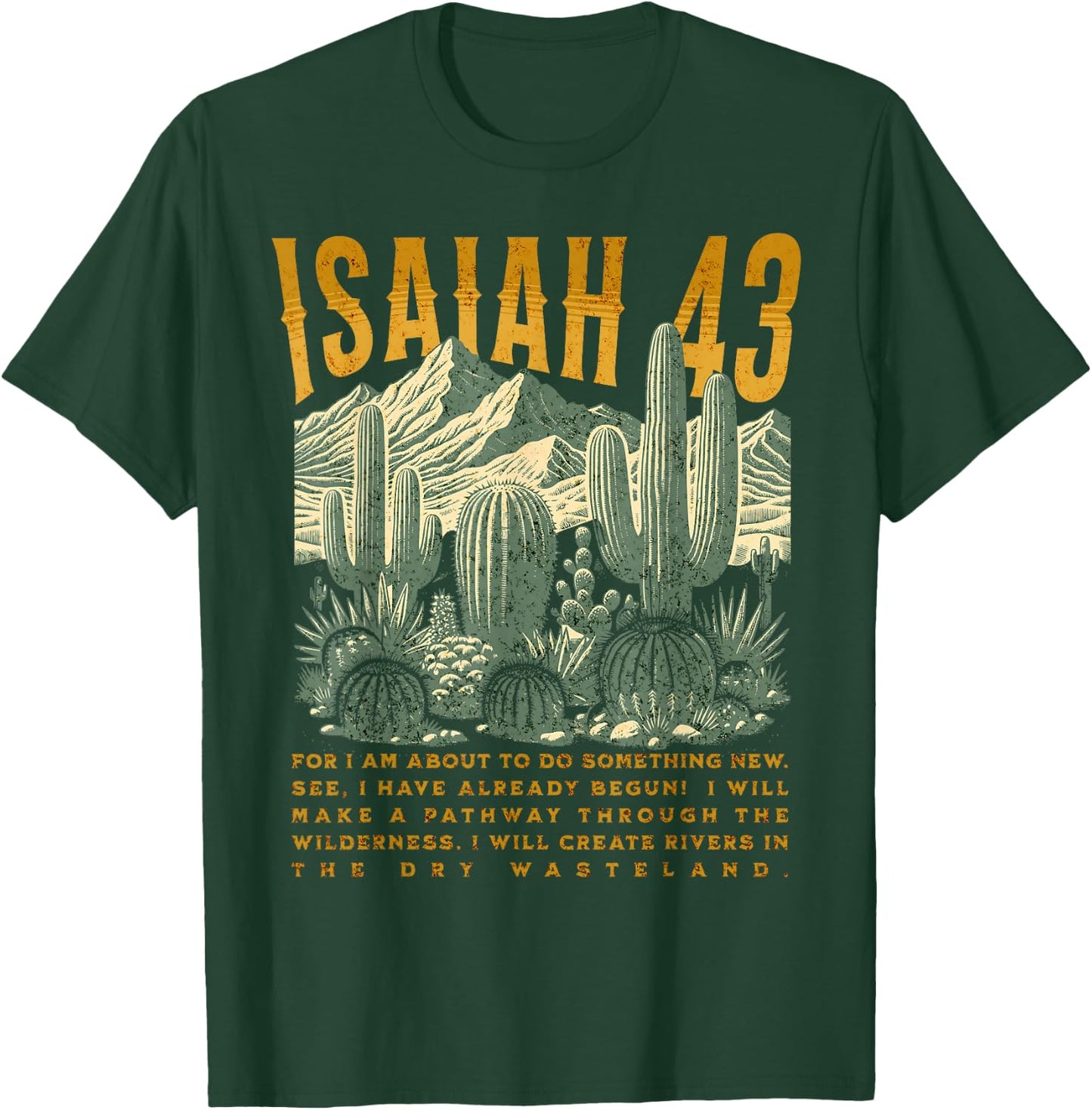 Boho Christian Bible Verse Trendy Jesus Southwest Cactus T-Shirt - T-Shirt | Forest