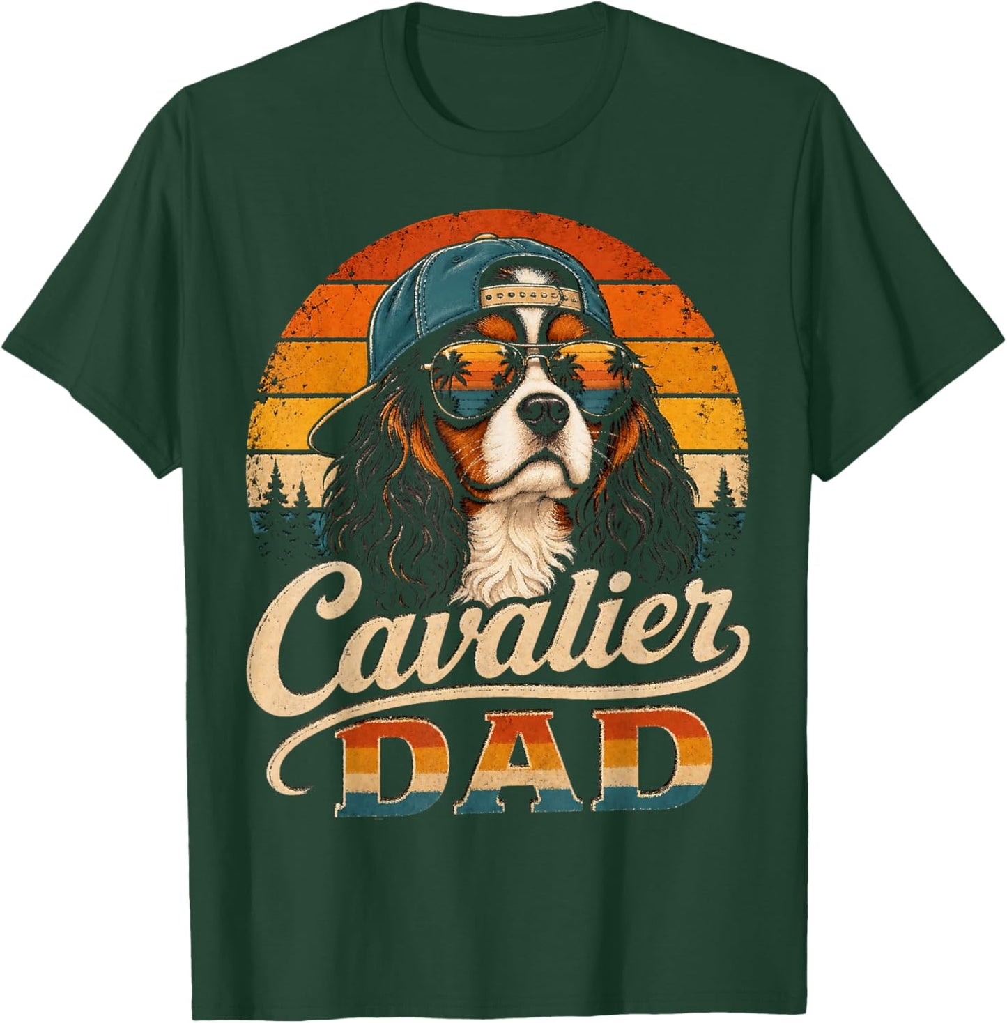 Cavalier Dad Vintage Cavalier King Charles Spaniel Dog Lover T-Shirt - T-Shirt | Forest