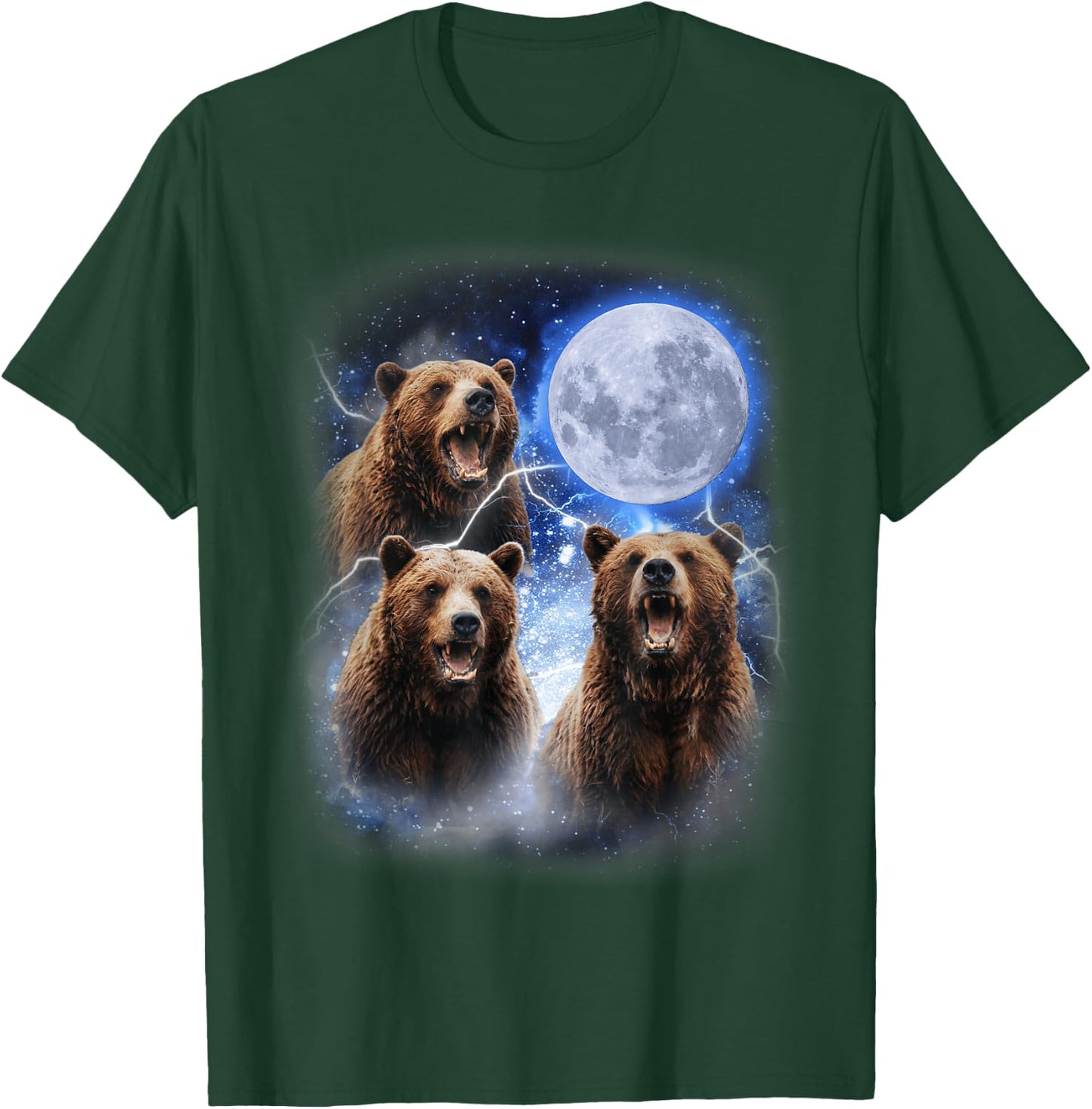 Three Grizzly Bears Howl at Moon Starry Mountain Forest Bear T-Shirt - T-Shirt | Forest