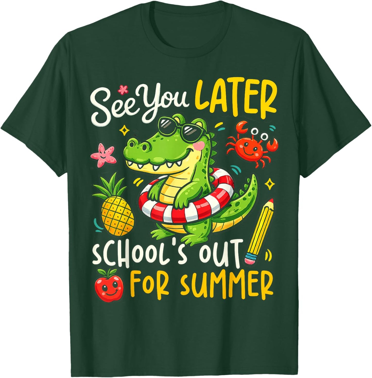 See You Later Last Day of School Alligator Summer Retro Vibe T-Shirt - T-Shirt | Forest
