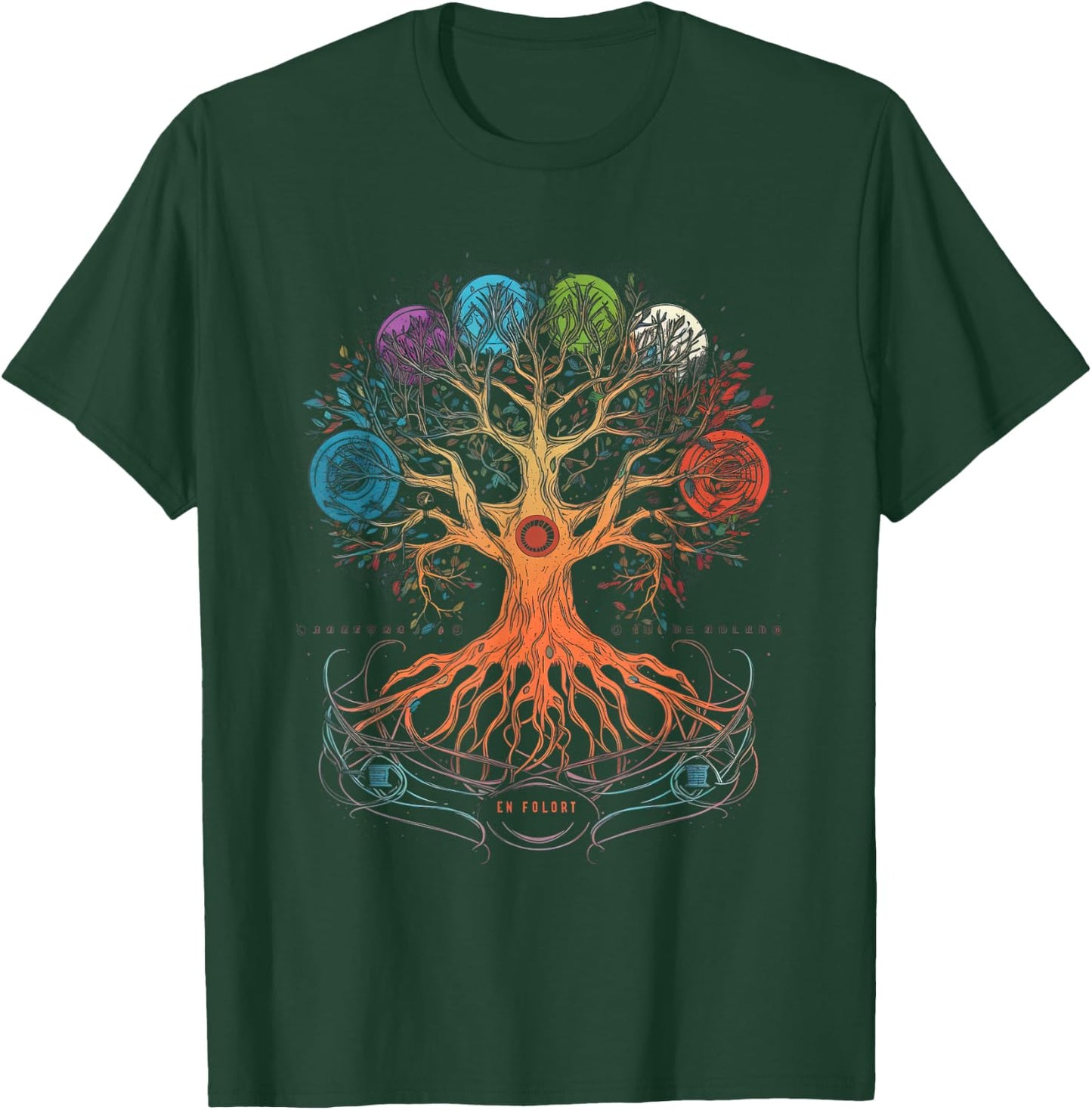Yggdrasil Tree of Life with Moon Phases T-Shirt - T-Shirt | Forest