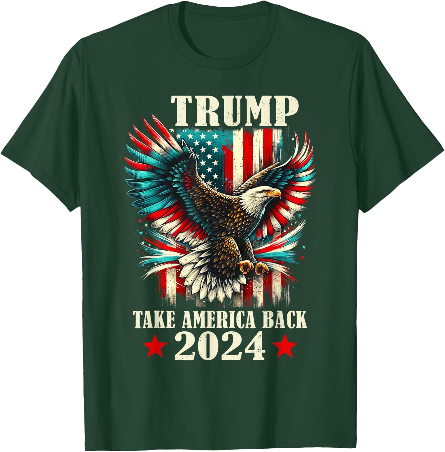 Patriotic Eagle USA Flag Trump 2024 Take America Back T-Shirt - T-Shirt | Forest