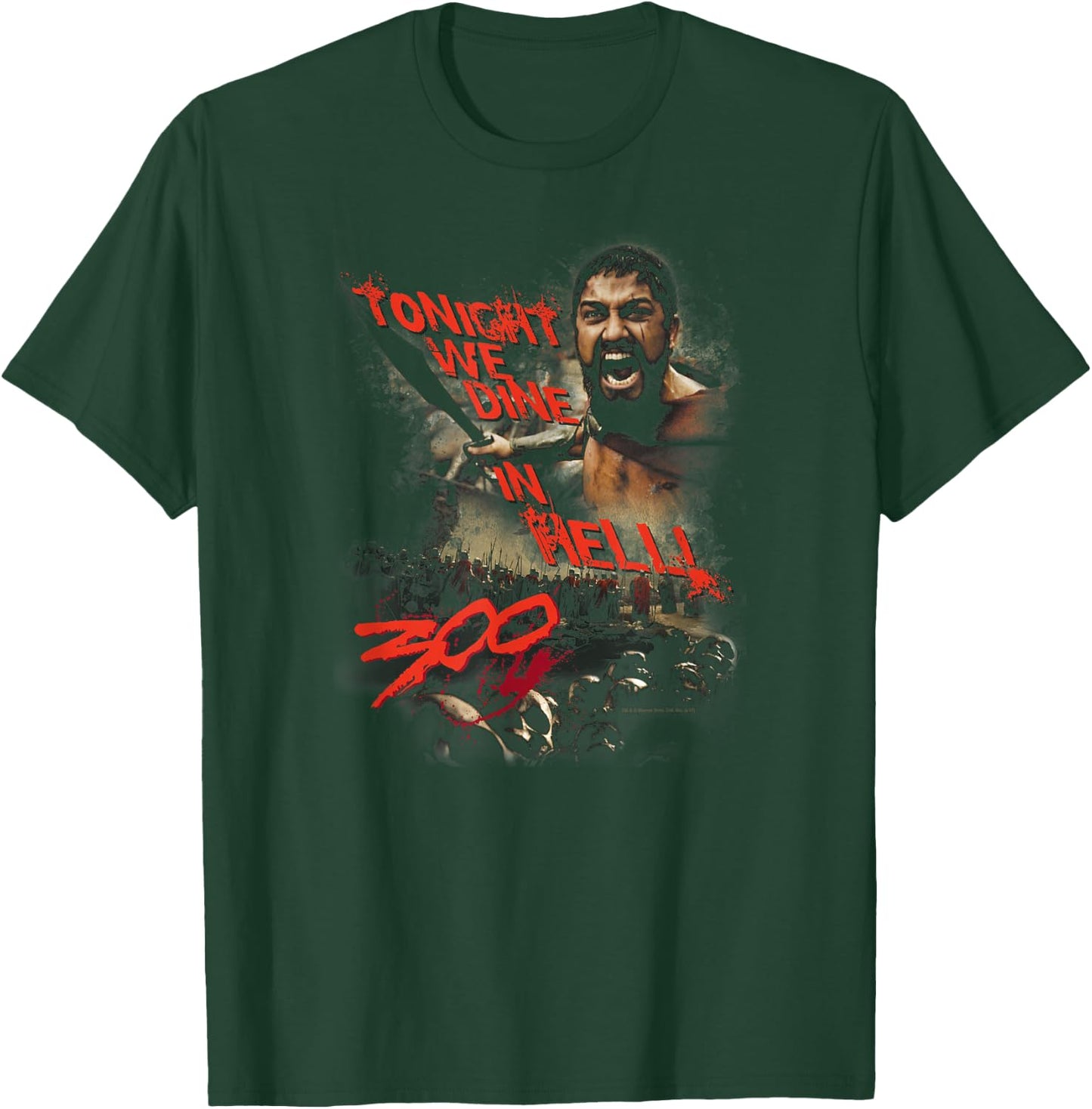 Warner Bros. 300 Movie Dine in Hell -Adults Black Cotton Blend T-Shirt - T-Shirt | Forest