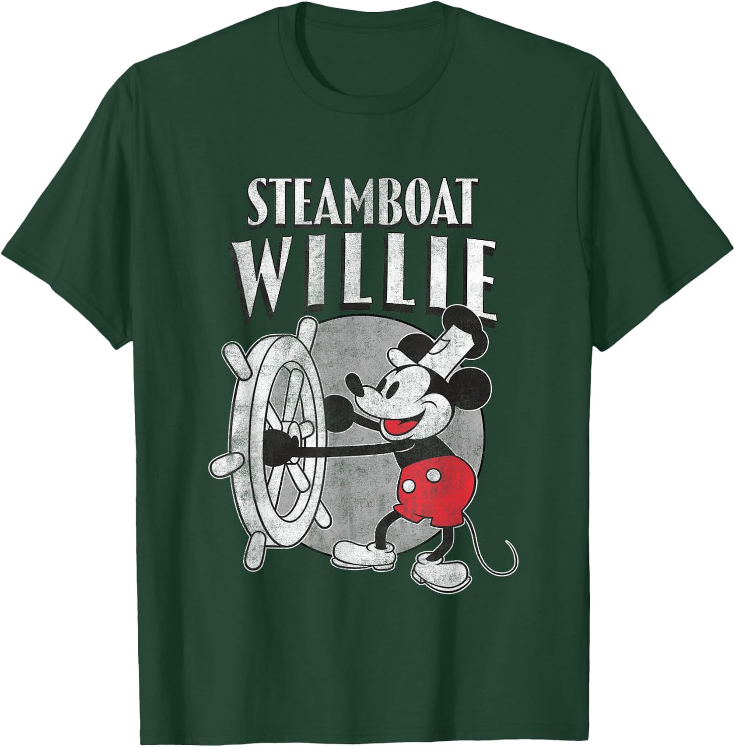 Disney Steamboat Willie Mickey Vintage Big Chest Poster T-Shirt - T-Shirt | Forest