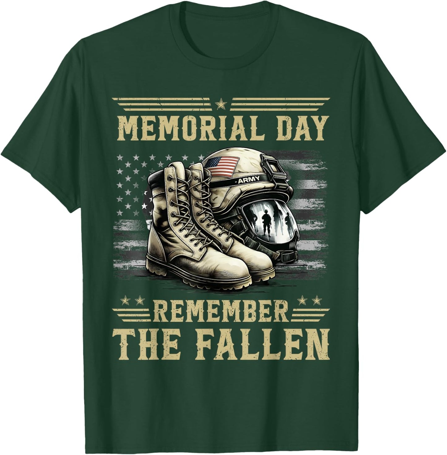 Memorial Day Remember The Fallen Veteran Military Camouflage T-Shirt - T-Shirt | Forest