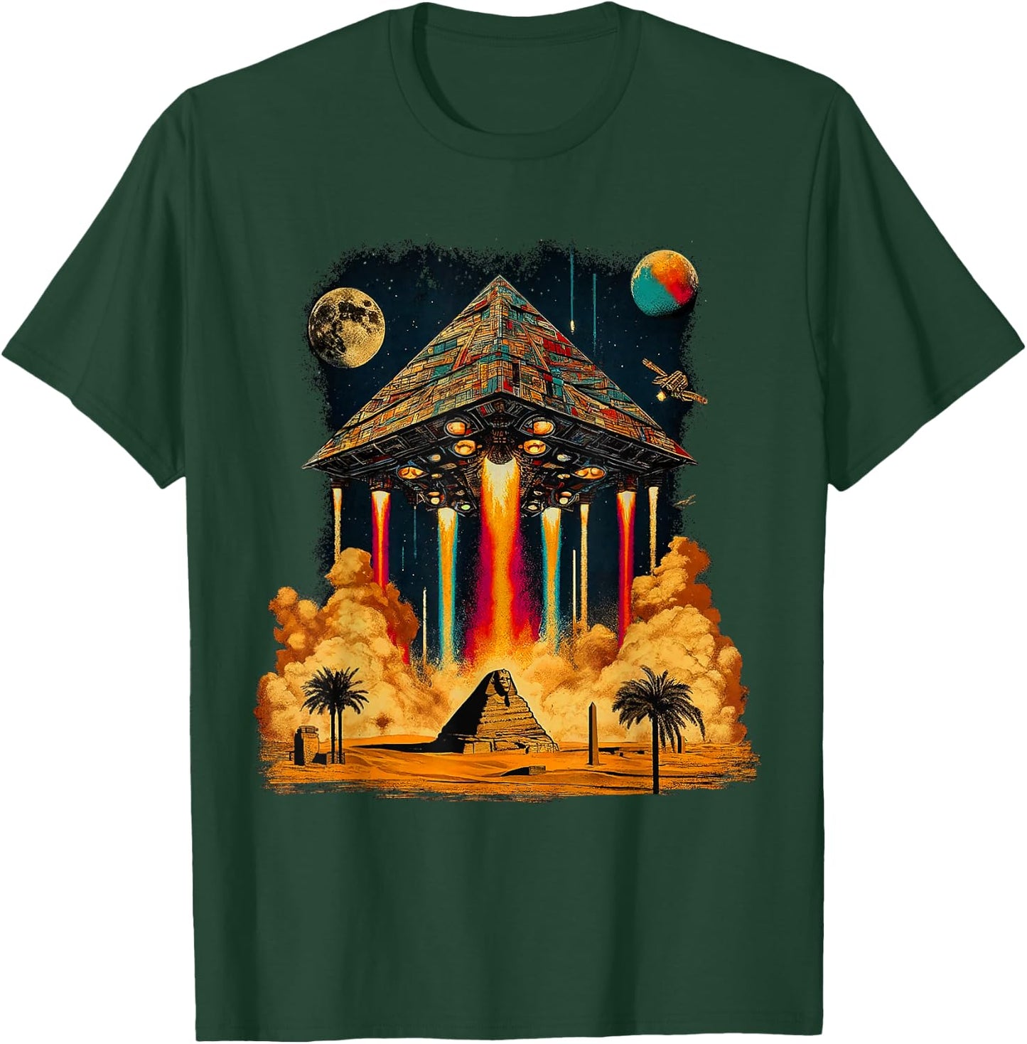 UFO Ancient Alien Pyramid Spaceship ancient astronaut T-Shirt - T-Shirt | Forest